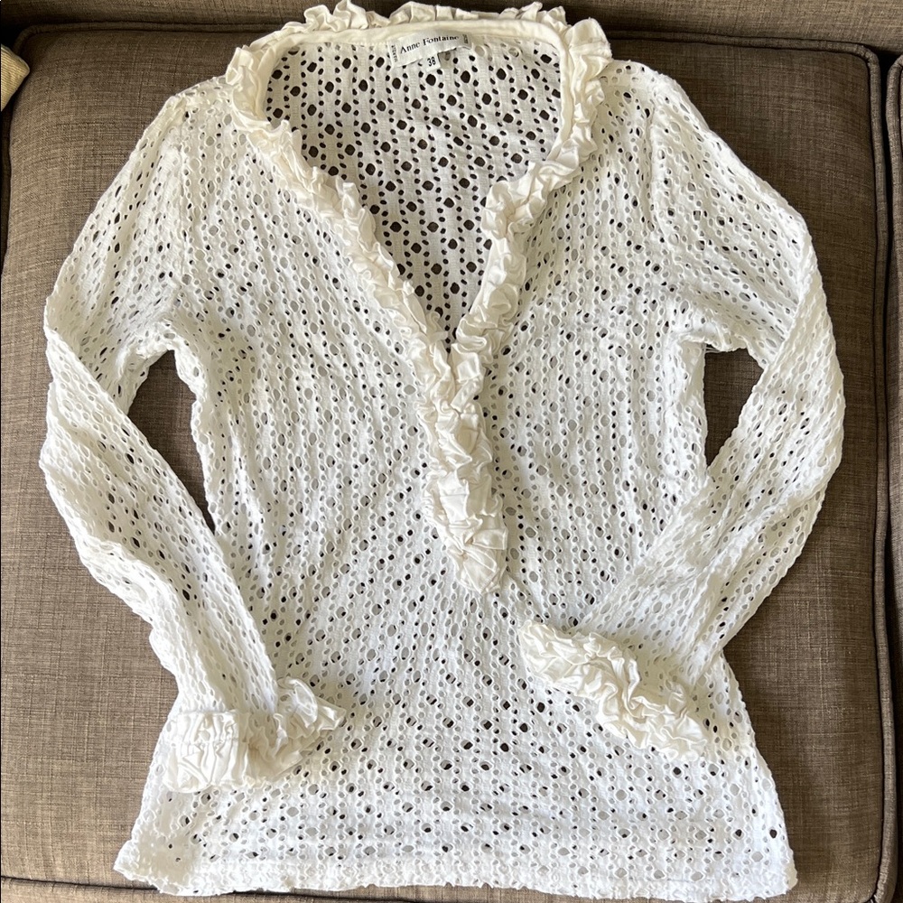Anne Fontaine Cream Eyelet Blouse